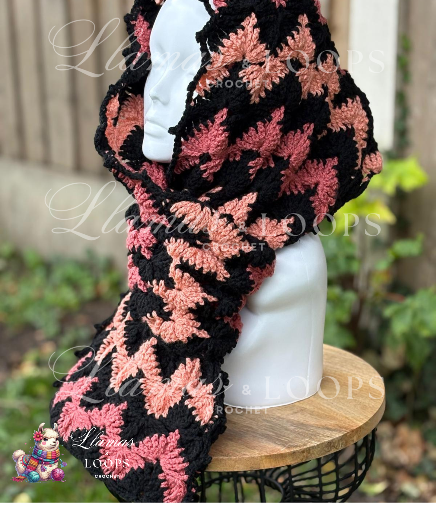 Blush Horizon Scarf - Black, Vintage and Dusky Peach