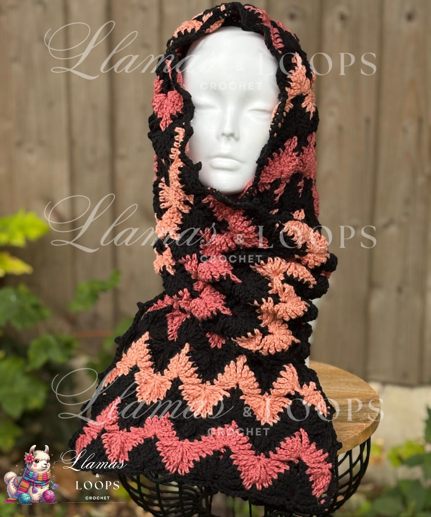 Blush Horizon Scarf - Black, Vintage and Dusky Peach