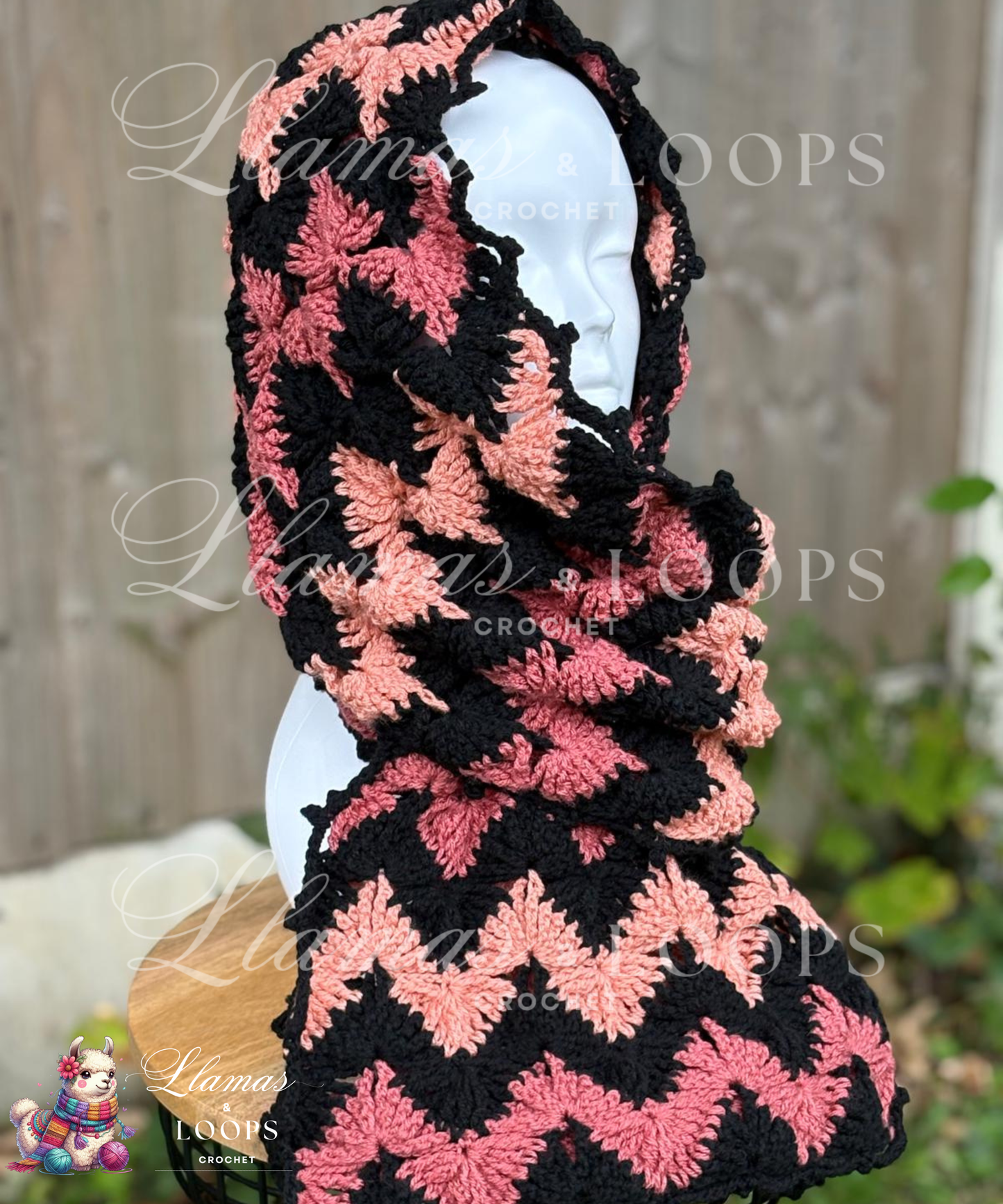 Blush Horizon Scarf - Black, Vintage and Dusky Peach