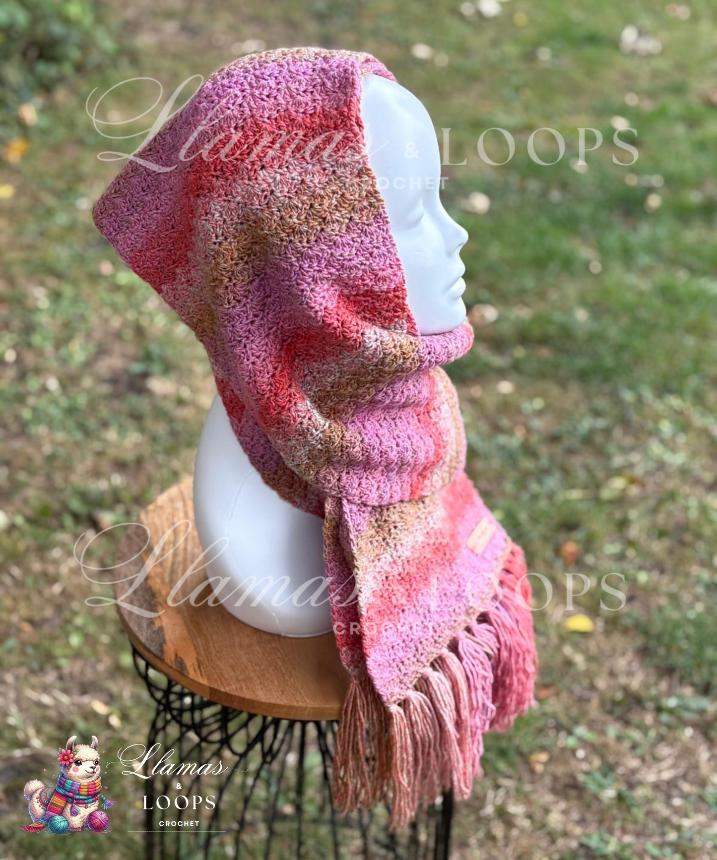 Rosewood Harmony Scarf - Blush pink, Soft red, and Earthy light brown