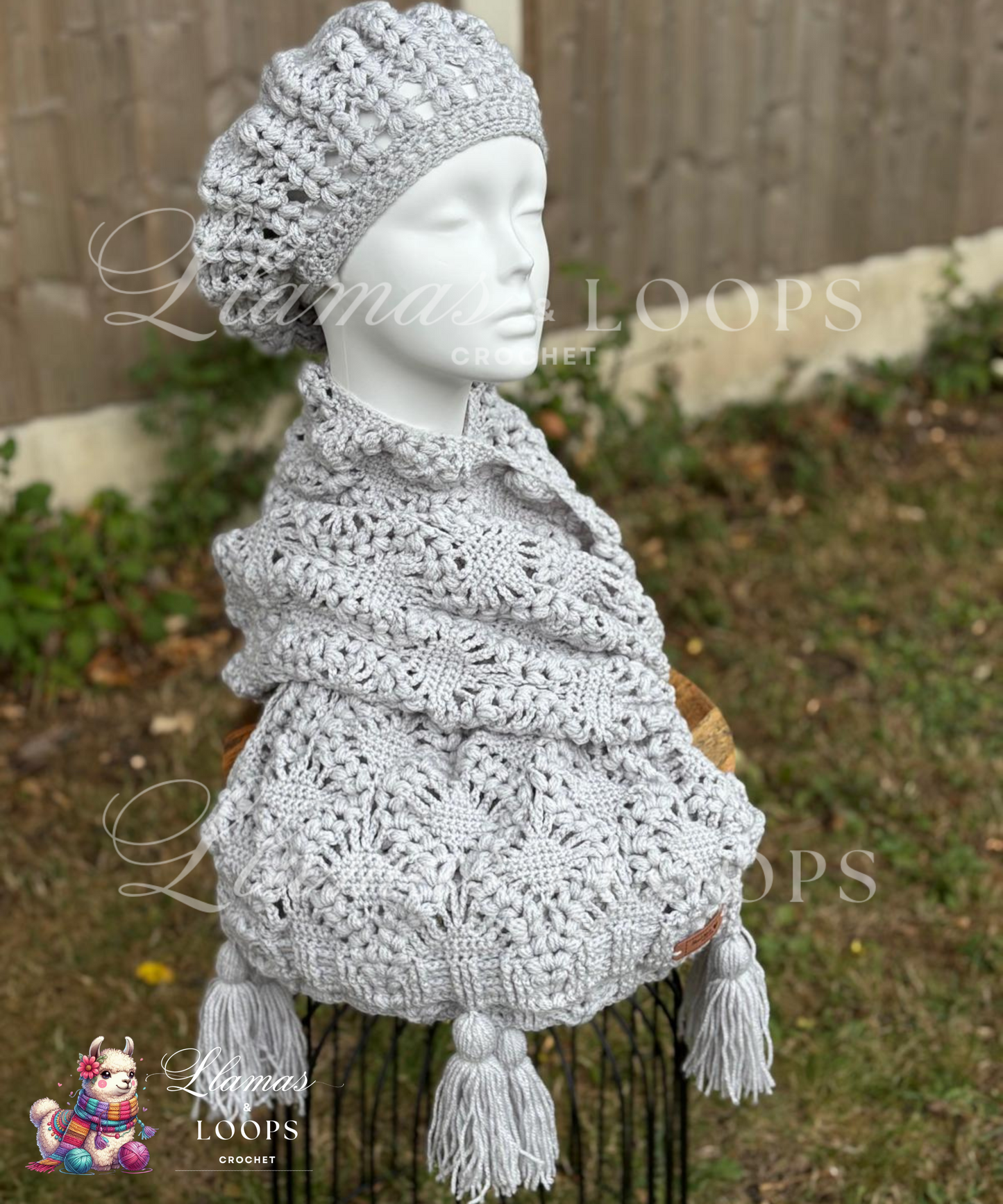 Silver Whisper Puff Set - (Stole + Beret)