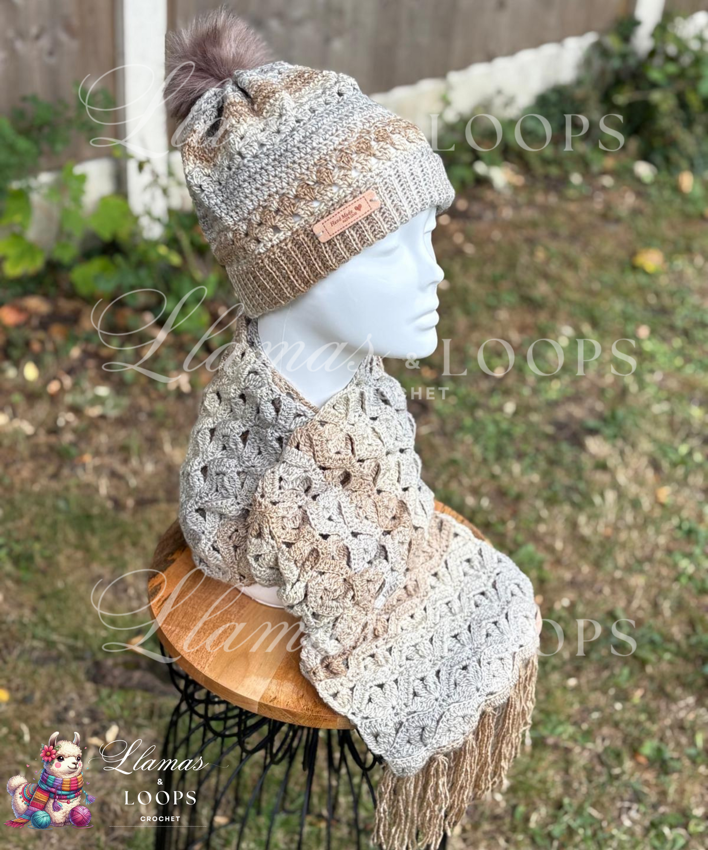 Oatmilk Comfort Set - (Scarf + Bobbie Hat)  Light beige, cream, and cozy neutrals