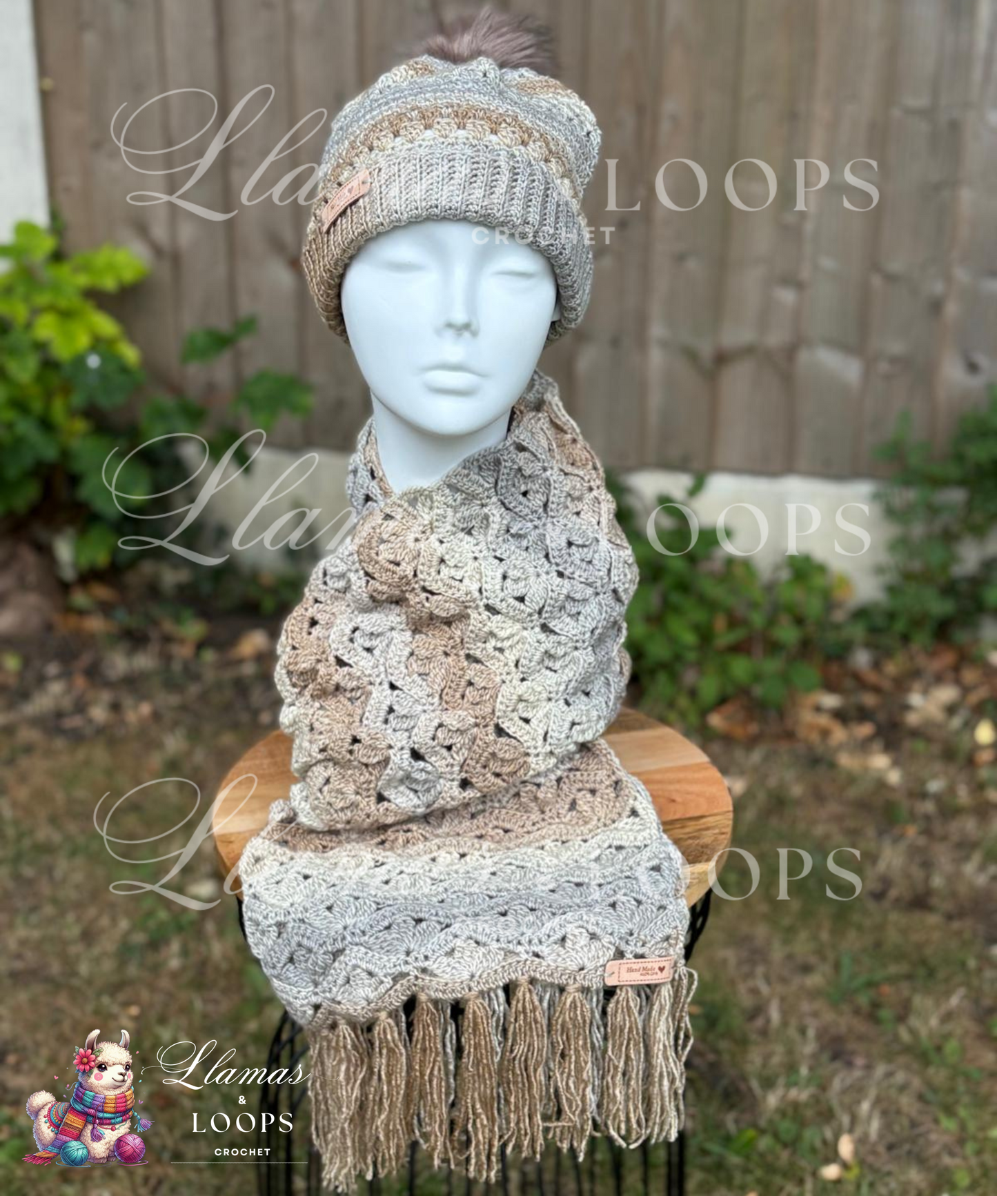 Oatmilk Comfort Set - (Scarf + Bobbie Hat)  Light beige, cream, and cozy neutrals