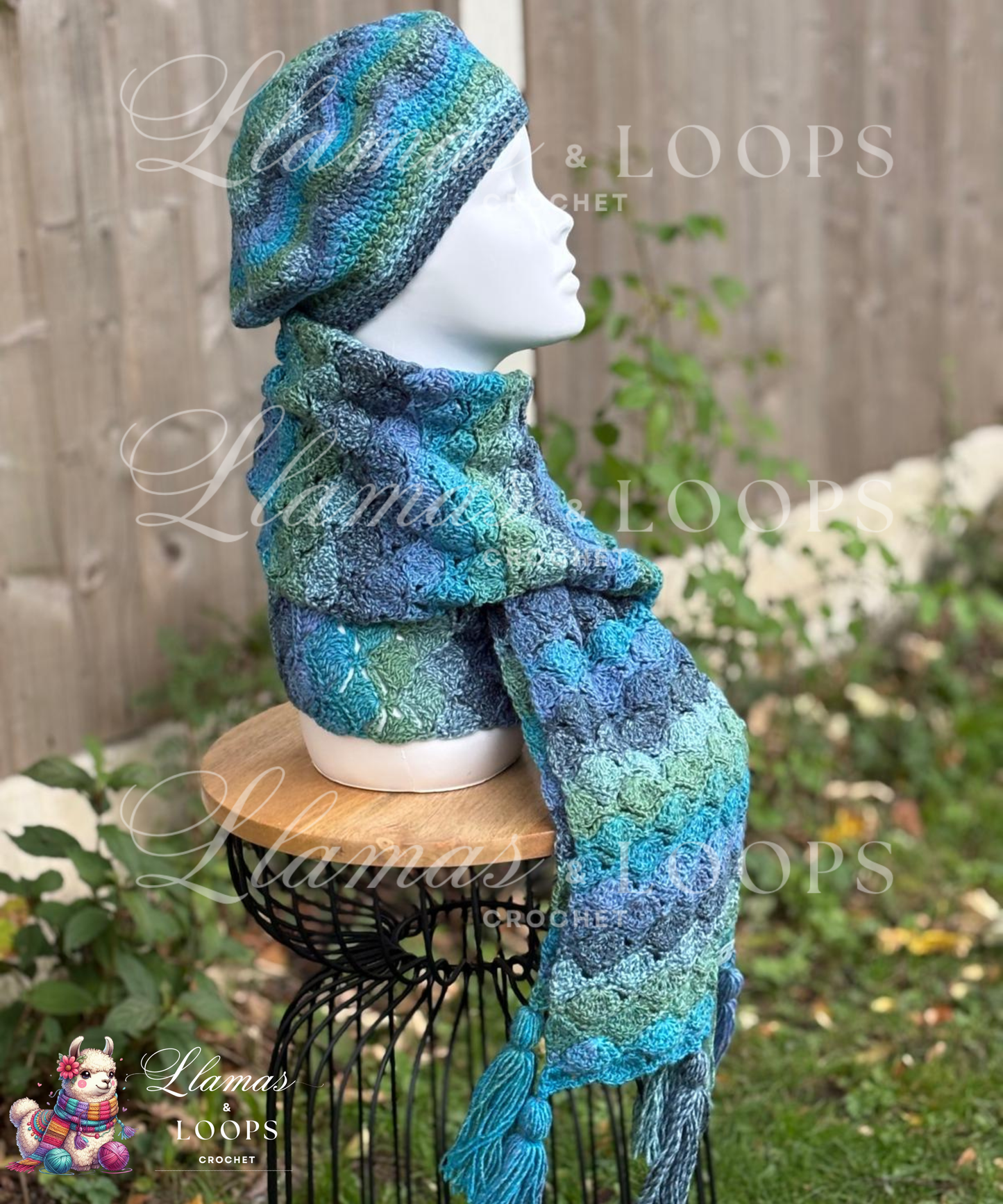 Forest Waves Set (Scarf + Beret)