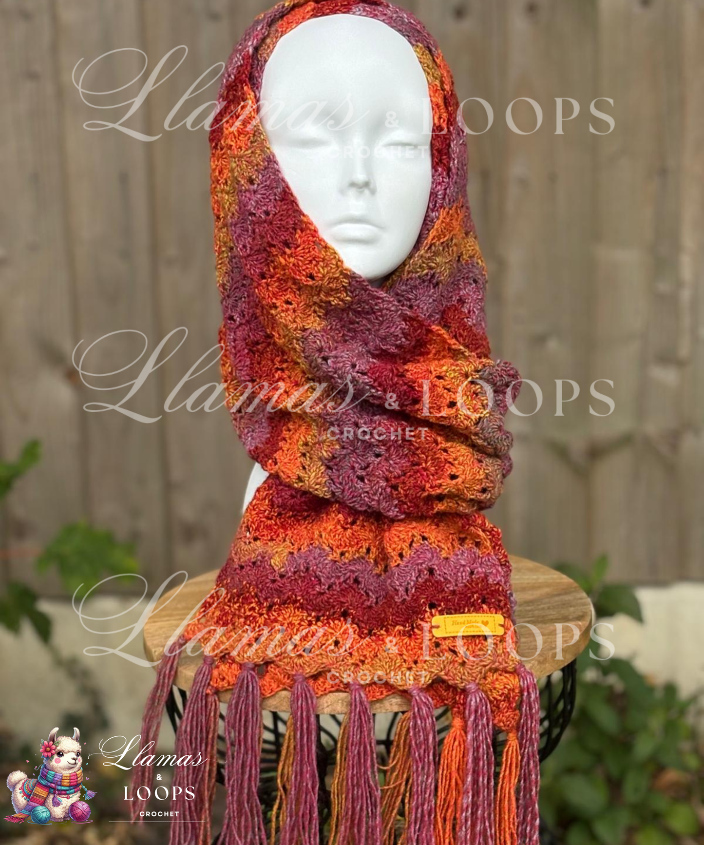 Twilight Harvest Scarf - Blue, Mixed, Orange, Purple, Red