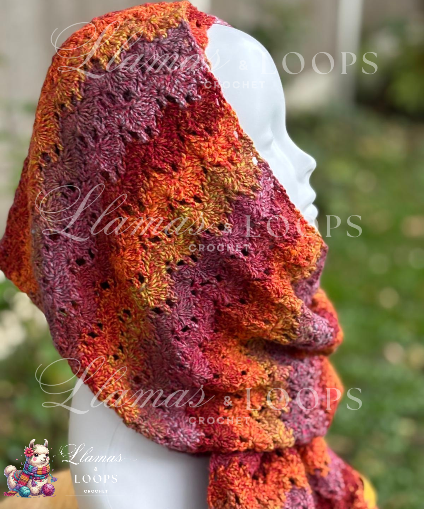 Twilight Harvest Scarf - Blue, Mixed, Orange, Purple, Red