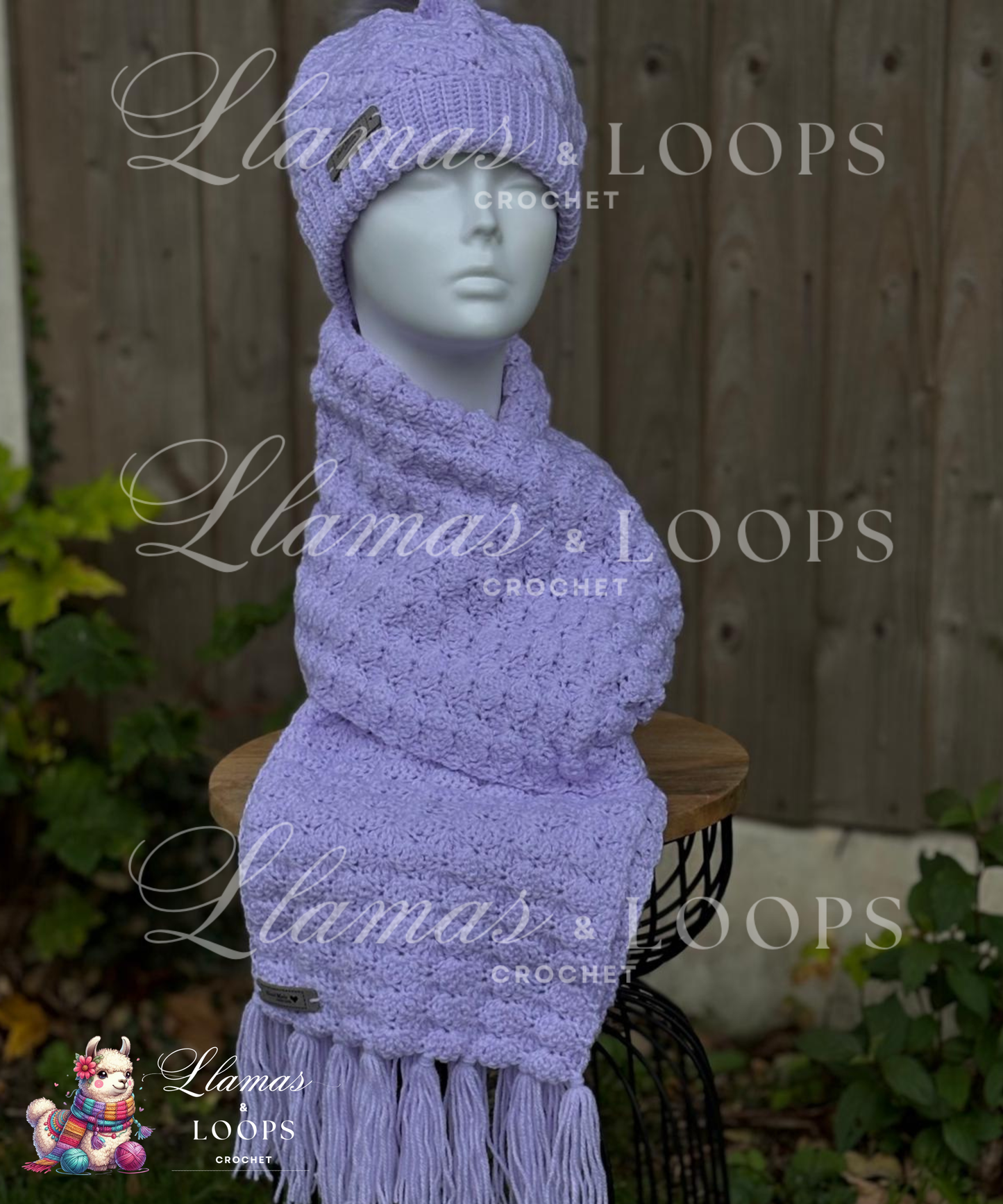 Soft Lilac Bloom Set - (Scarf + Bobbie Hat)  Soft Lilac