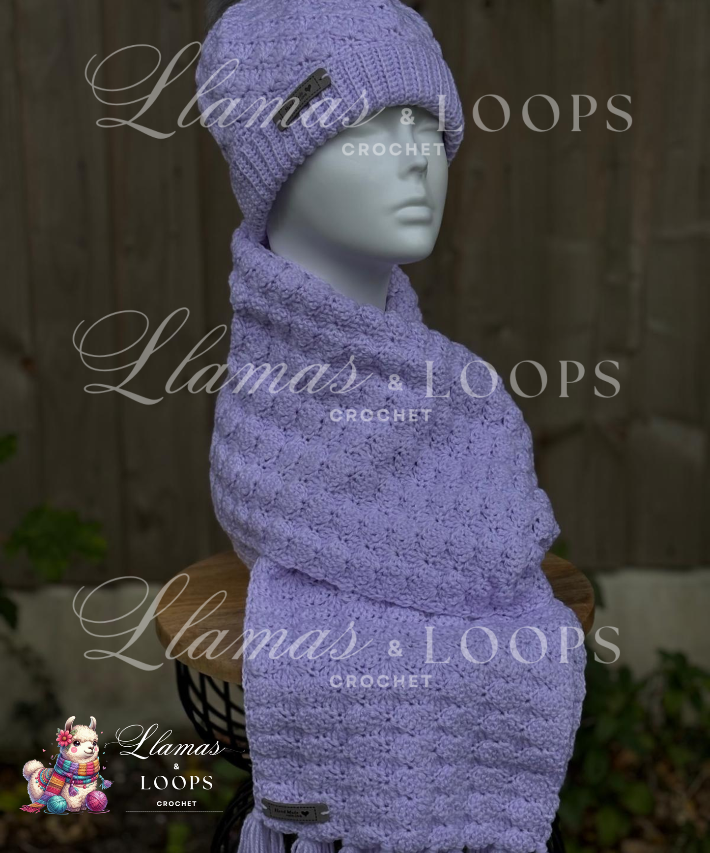 Soft Lilac Bloom Set - (Scarf + Bobbie Hat)  Soft Lilac