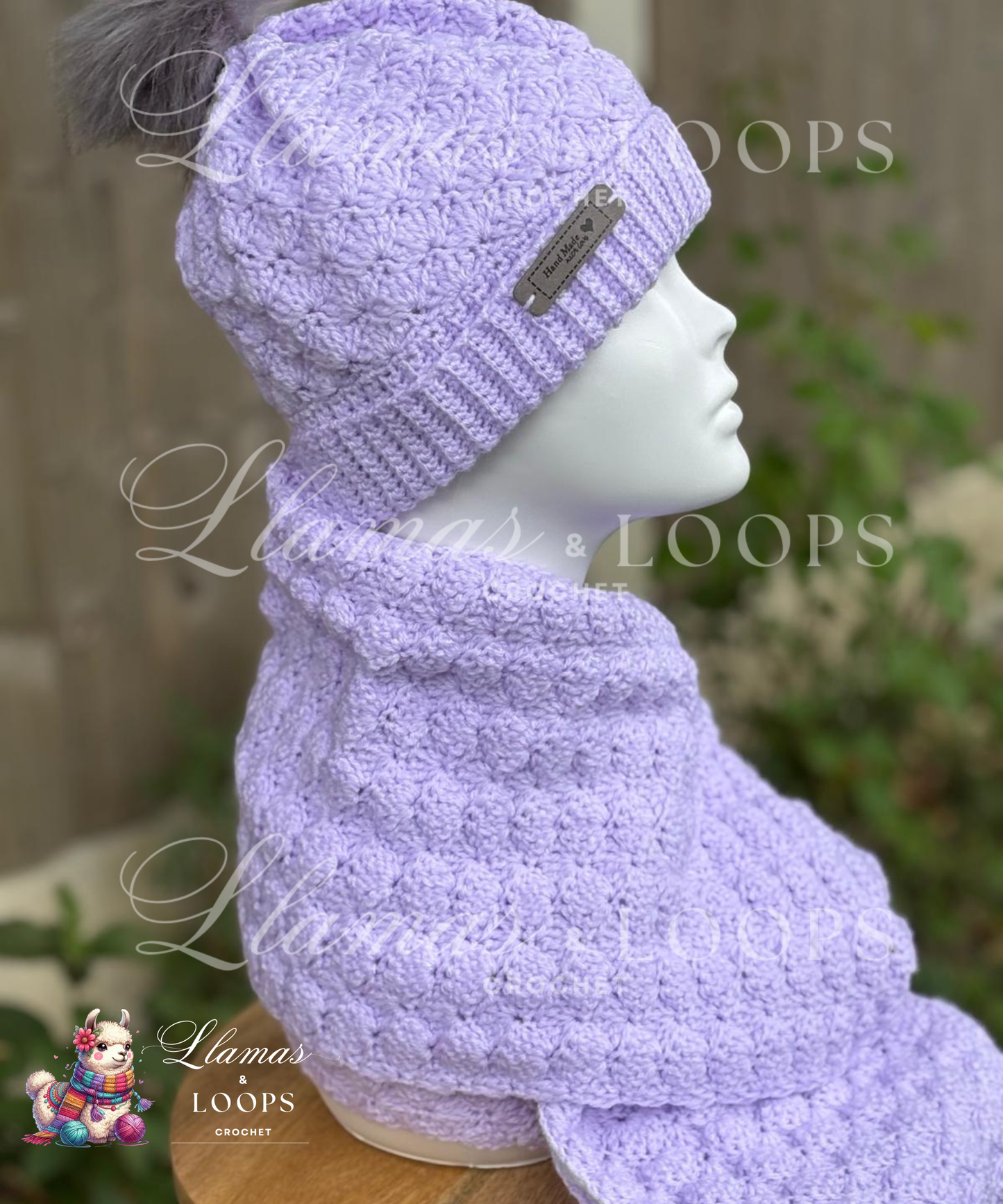 Soft Lilac Bloom Set - (Scarf + Bobbie Hat)  Soft Lilac