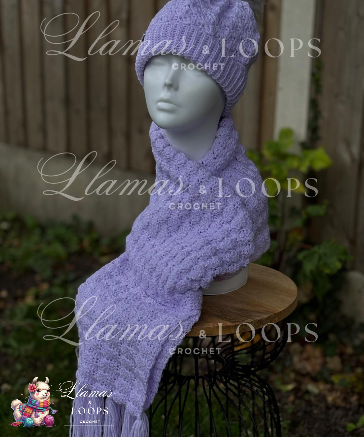 Soft Lilac Bloom Set - (Scarf + Bobbie Hat)  Soft Lilac