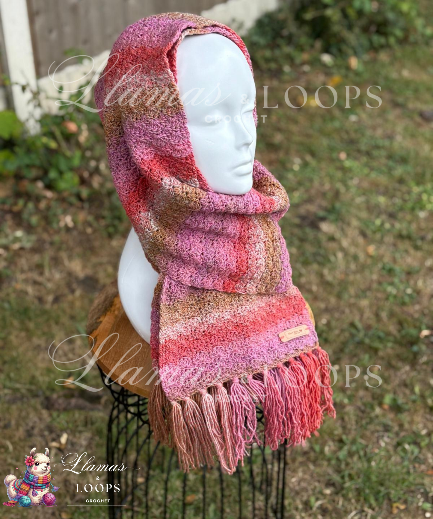 Rosewood Harmony Scarf - Blush pink, Soft red, and Earthy light brown
