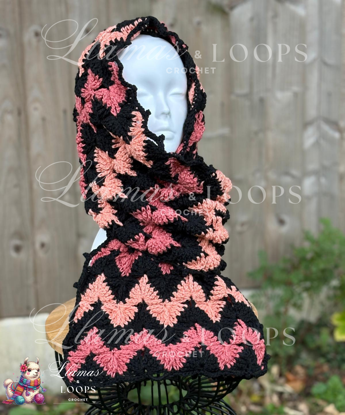 Blush Horizon Scarf - Black, Vintage and Dusky Peach