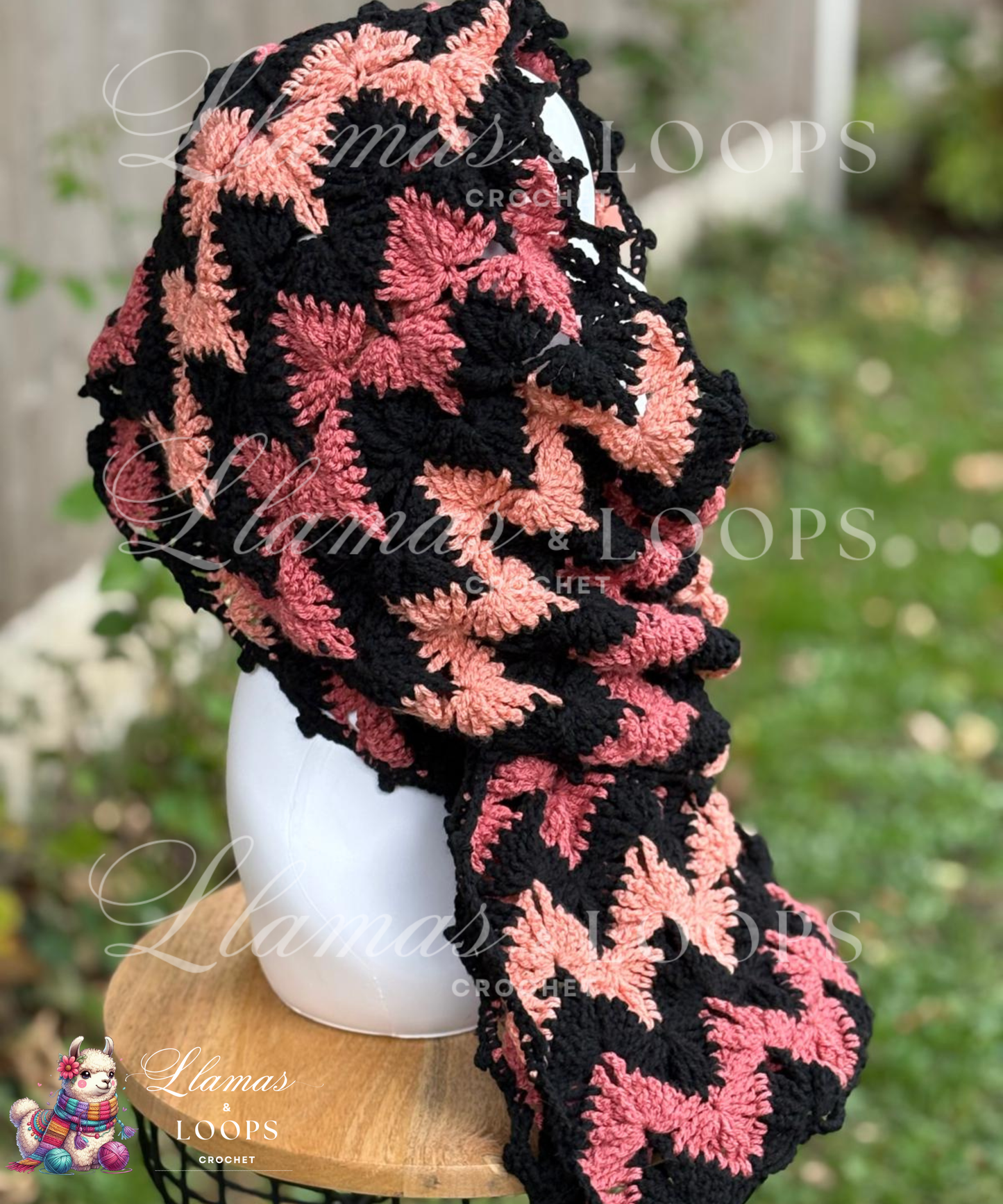 Blush Horizon Scarf - Black, Vintage and Dusky Peach