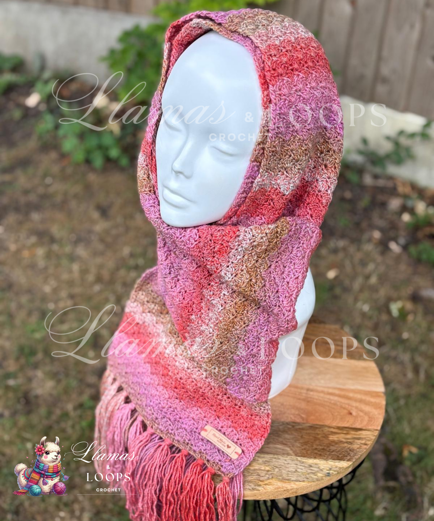 Rosewood Harmony Scarf - Blush pink, Soft red, and Earthy light brown