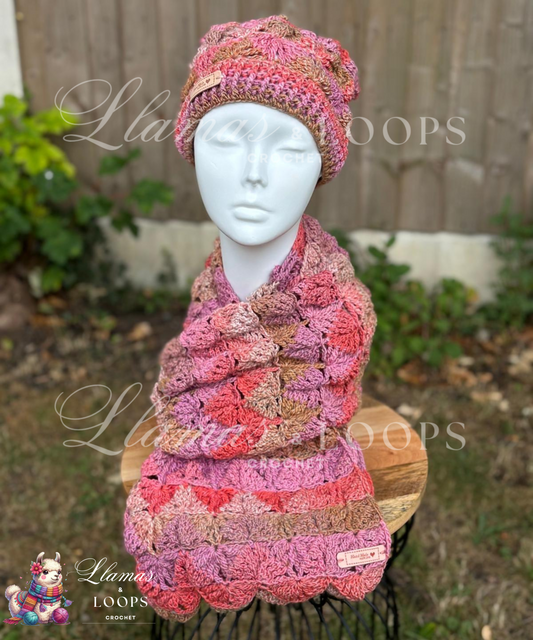 Blush Block Shell Set - (Scarf + Bobbie Hat)
