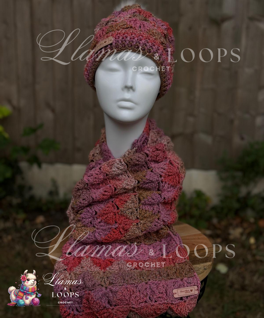 Blush Block Shell Set - (Scarf + Bobbie Hat)