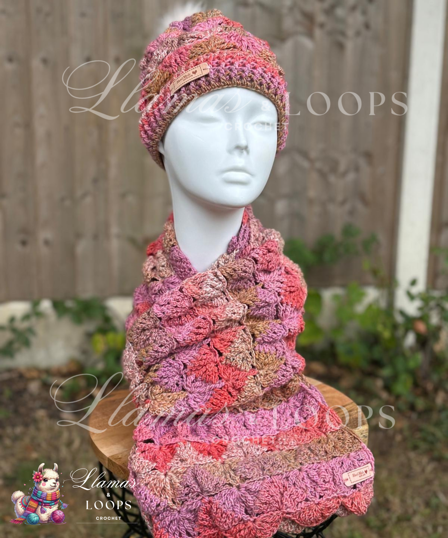 Blush Block Shell Set - (Scarf + Bobbie Hat)