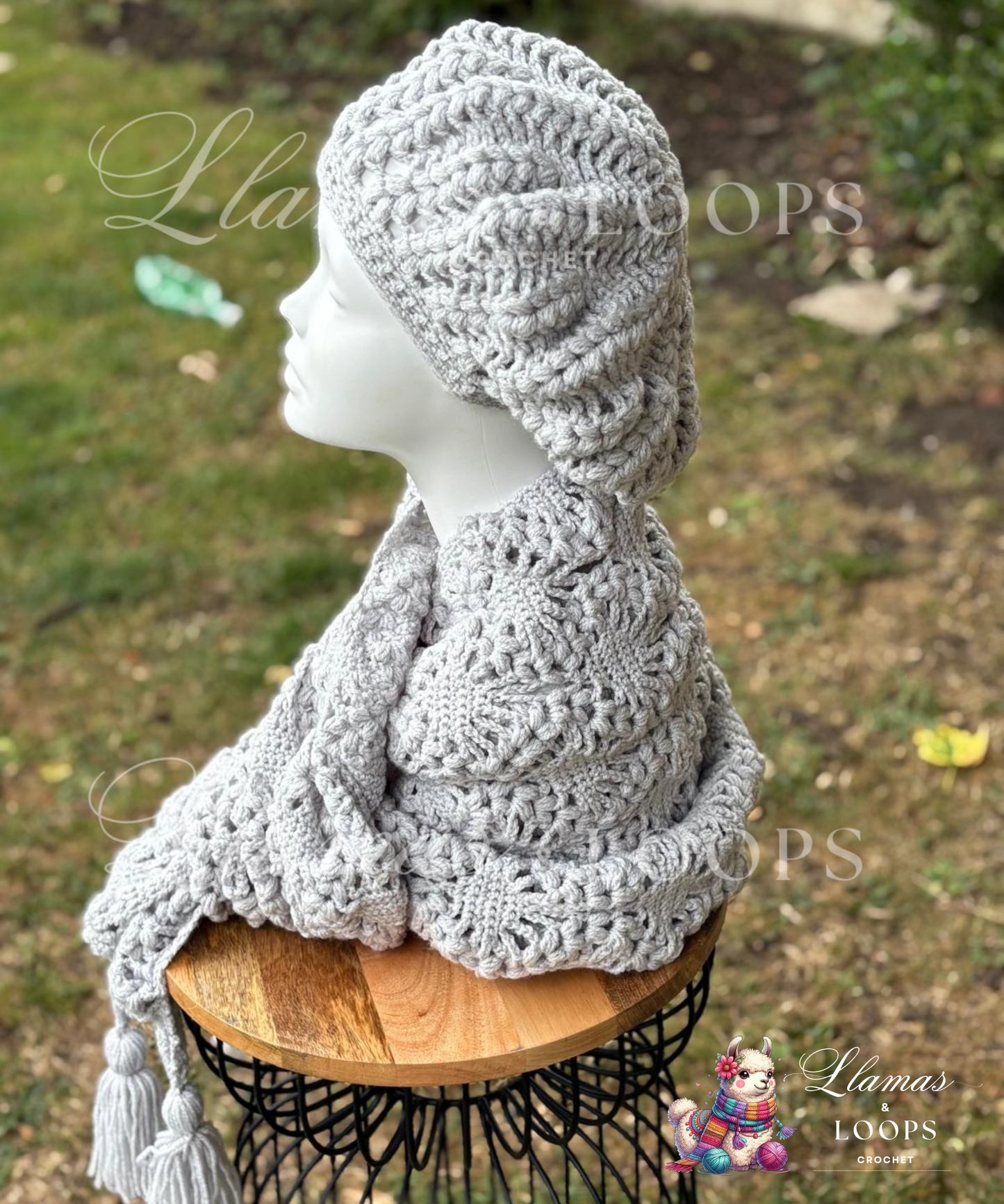 Silver Whisper Puff Set - (Stole + Beret)