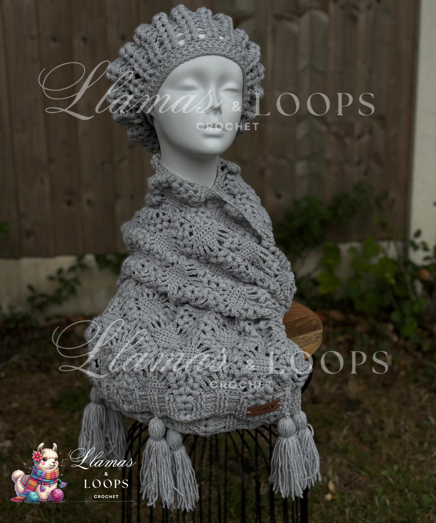 Silver Whisper Puff Set - (Stole + Beret)