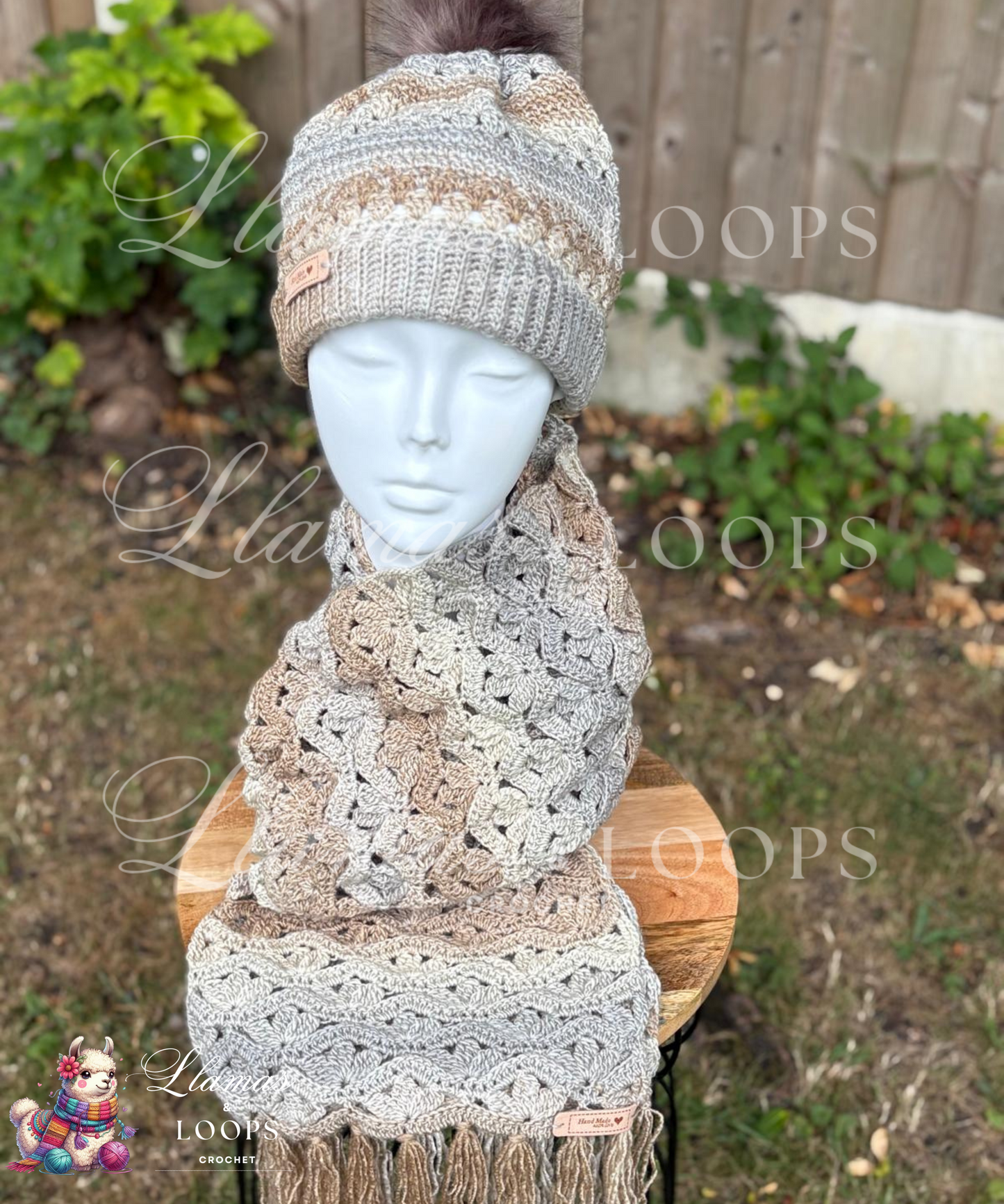 Oatmilk Comfort Set - (Scarf + Bobbie Hat)  Light beige, cream, and cozy neutrals