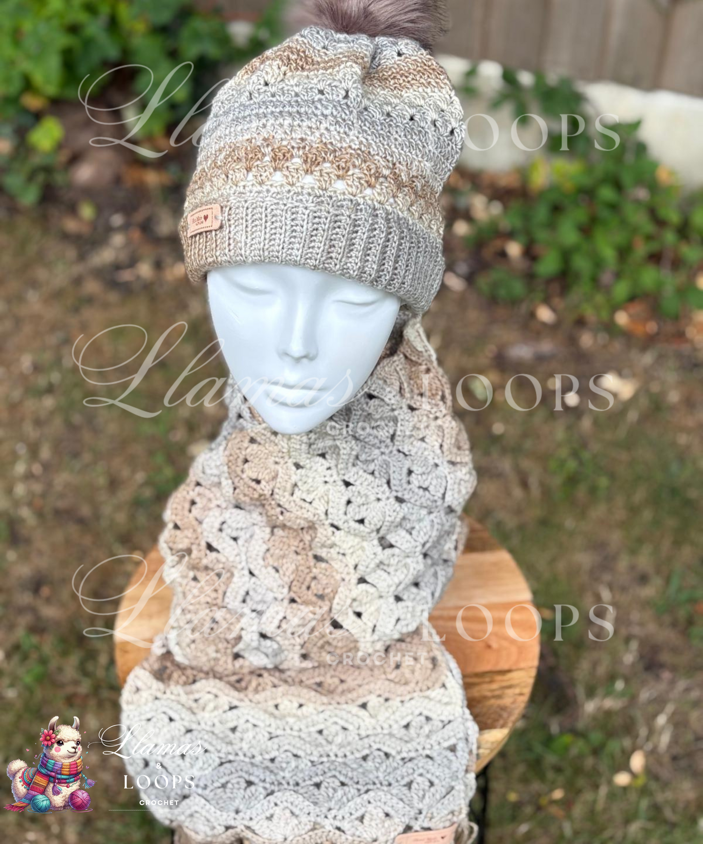 Oatmilk Comfort Set - (Scarf + Bobbie Hat)  Light beige, cream, and cozy neutrals