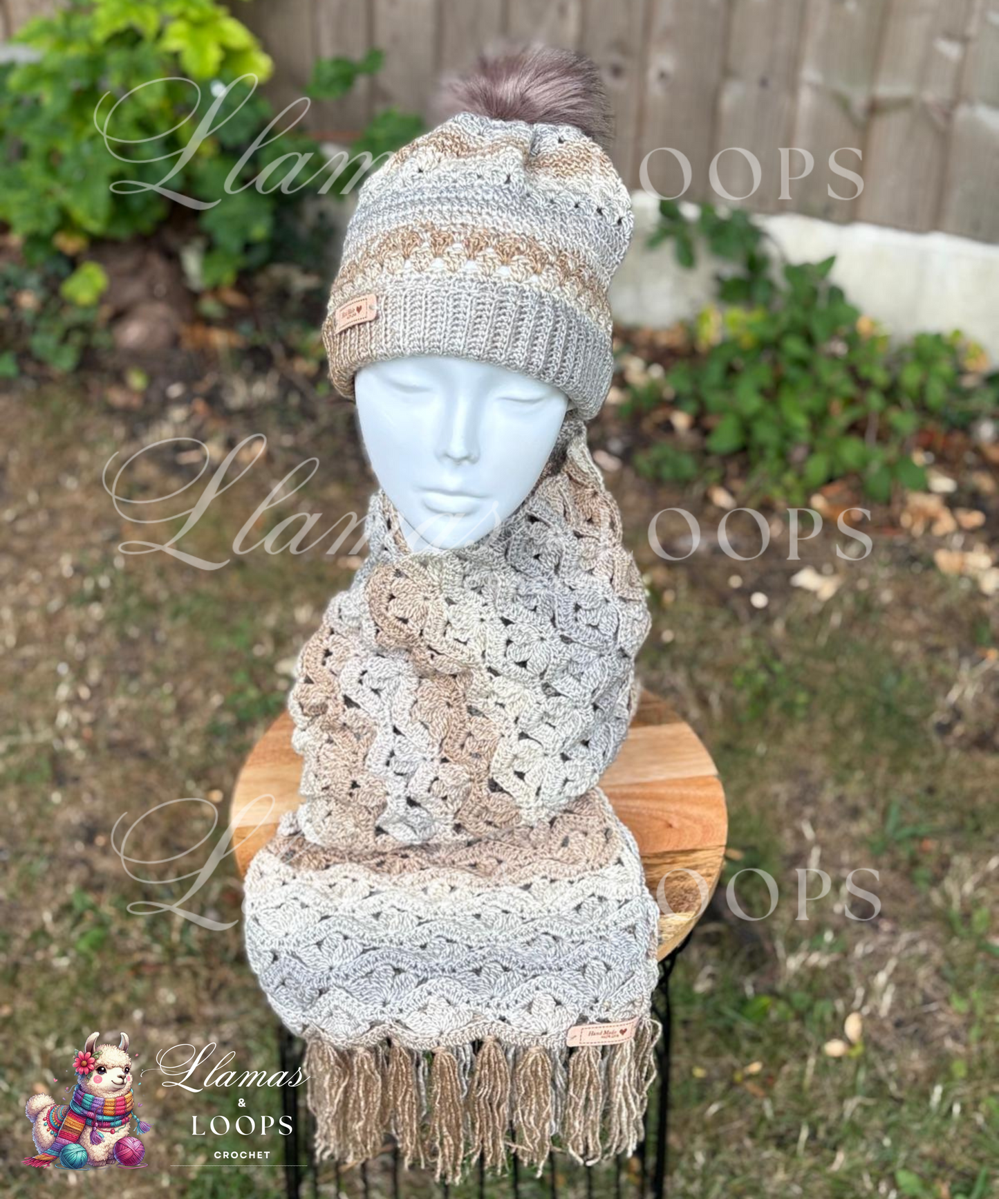 Oatmilk Comfort Set - (Scarf + Bobbie Hat)  Light beige, cream, and cozy neutrals