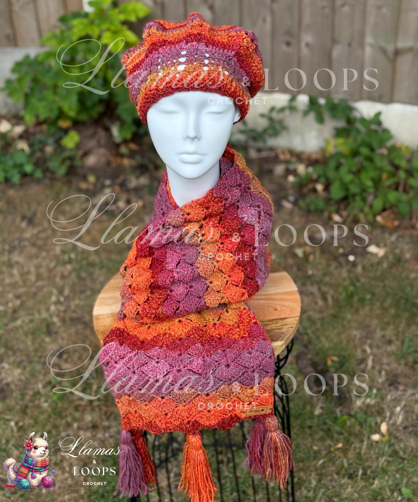 Fiesta Breeze Crochet Set (Scarf + Beret)