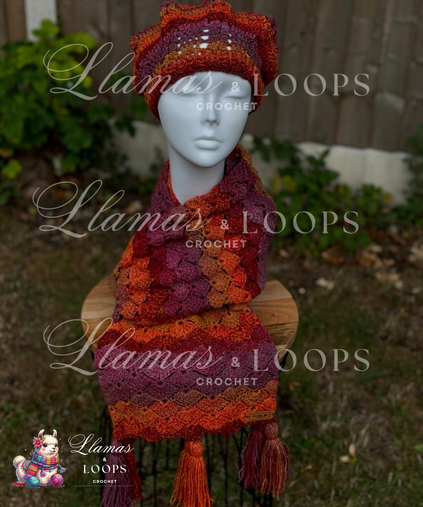 Fiesta Breeze Crochet Set (Scarf + Beret)