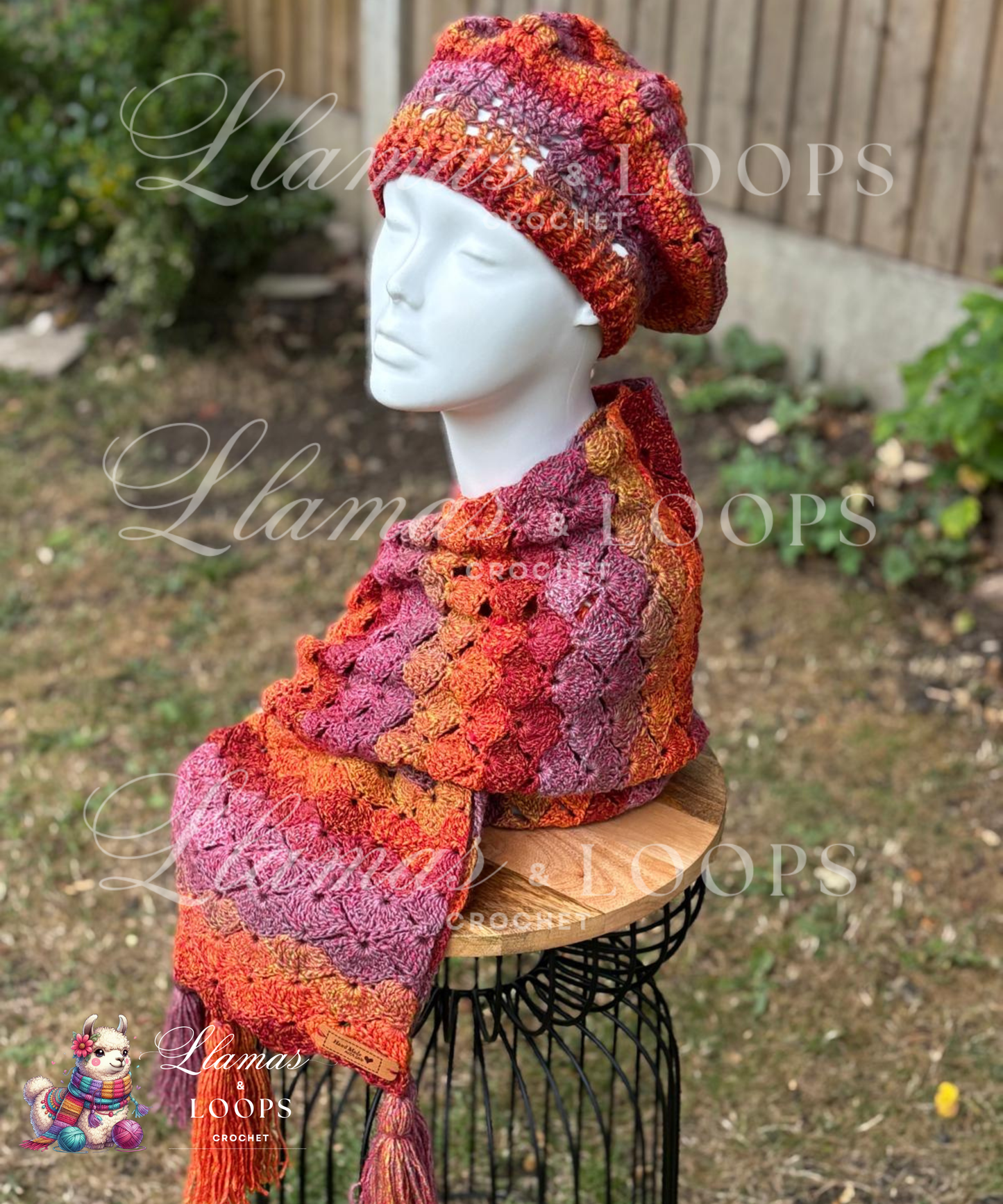 Fiesta Breeze Crochet Set (Scarf + Beret)