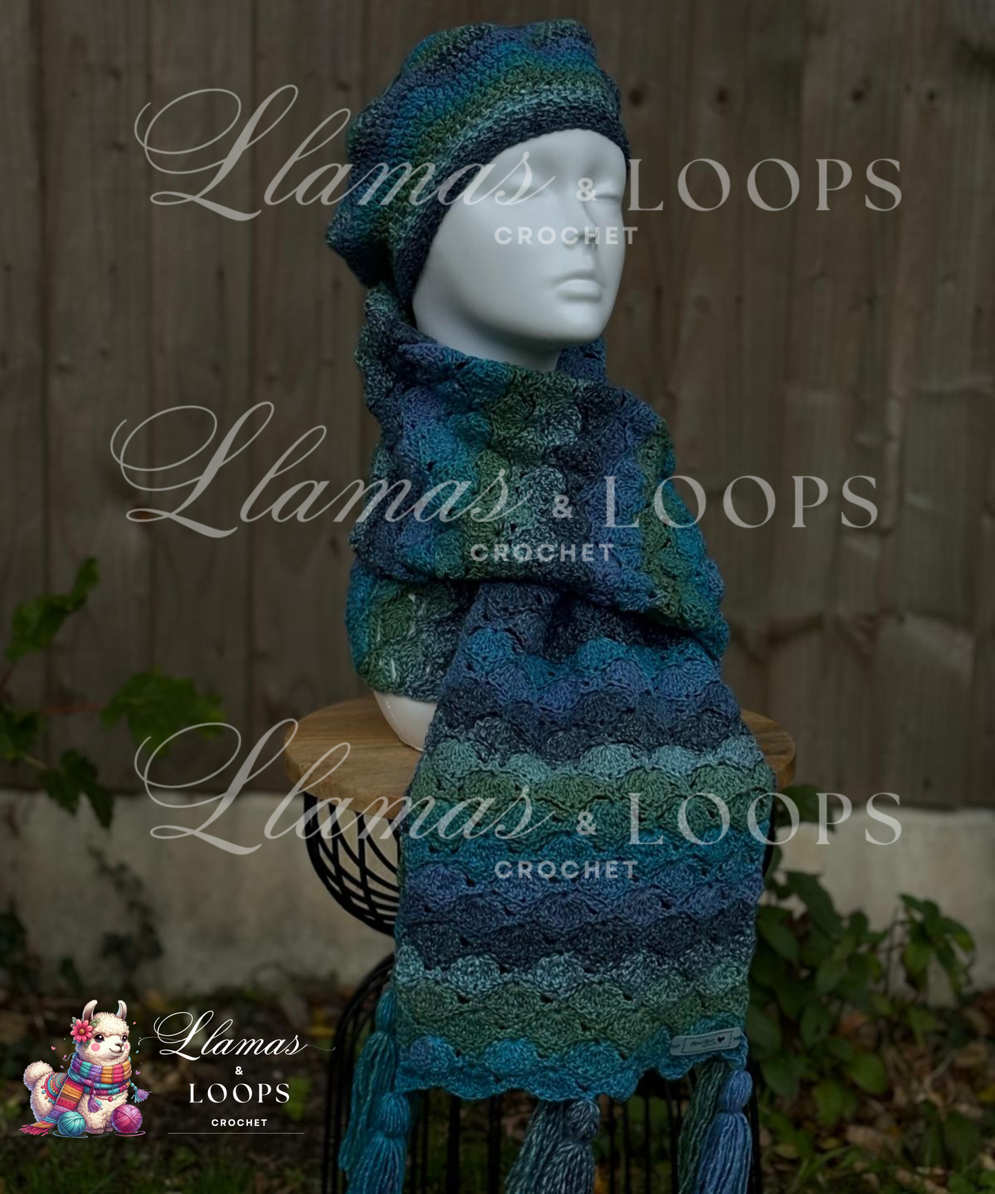 Forest Waves Set (Scarf + Beret)