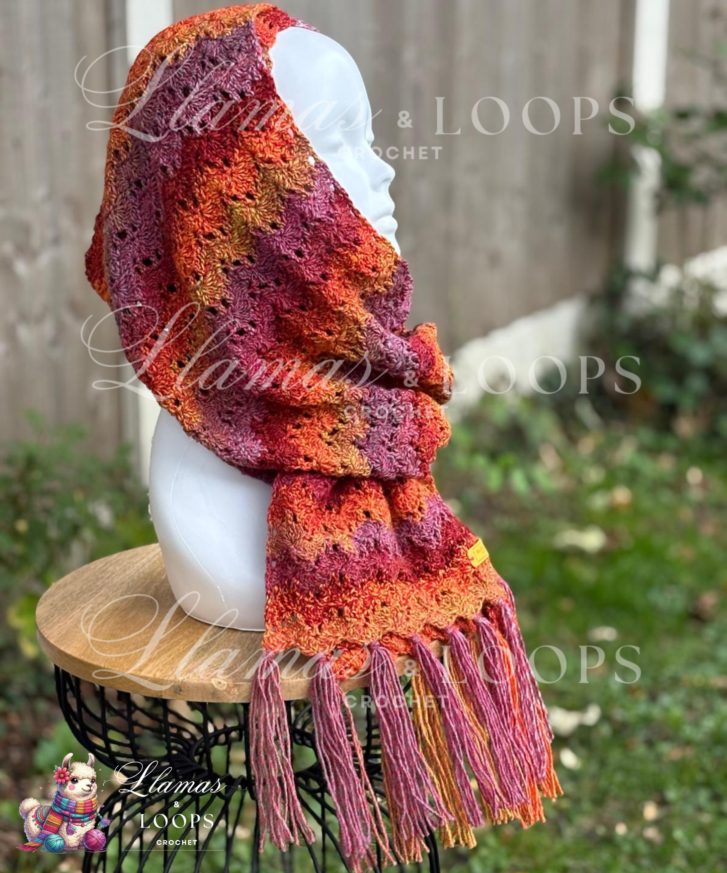 Twilight Harvest Scarf - Blue, Mixed, Orange, Purple, Red