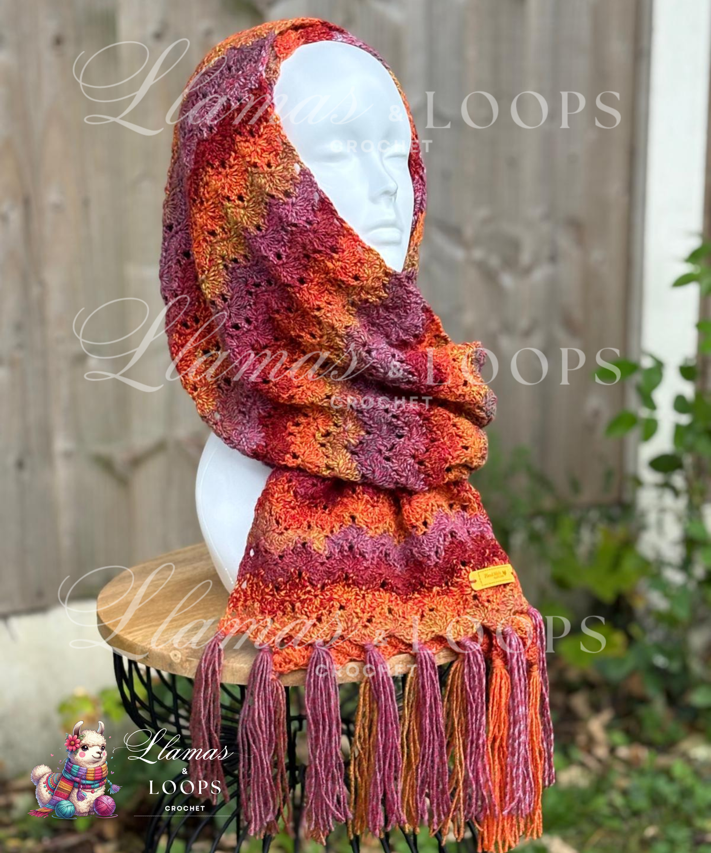 Twilight Harvest Scarf - Blue, Mixed, Orange, Purple, Red