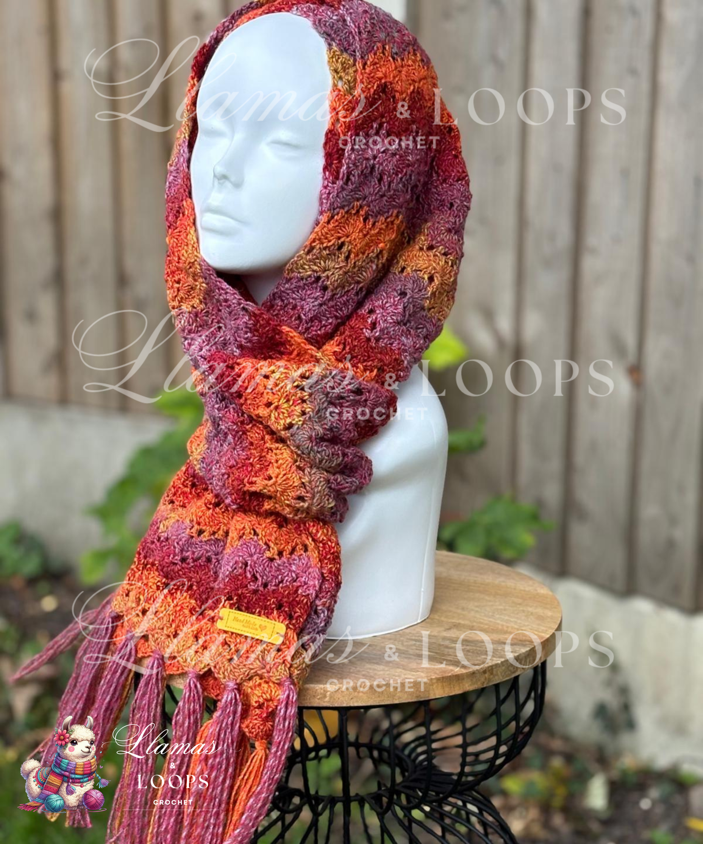 Twilight Harvest Scarf - Blue, Mixed, Orange, Purple, Red