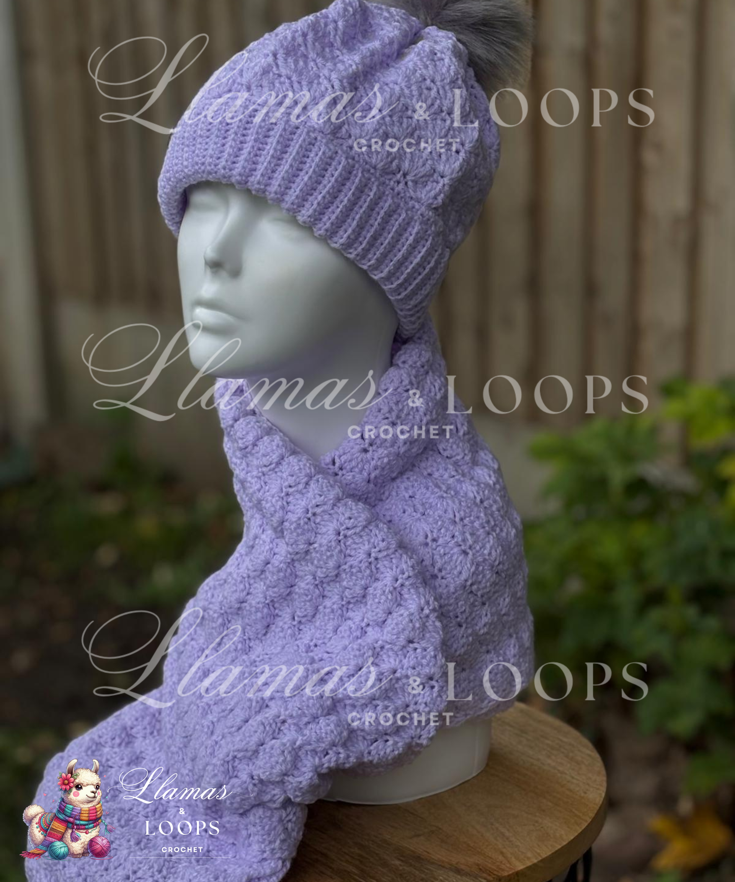 Soft Lilac Bloom Set - (Scarf + Bobbie Hat)  Soft Lilac